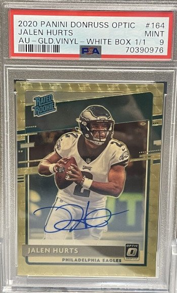 Jaken Hurts PSA 9 2020 Optic Gold Rookie Auto