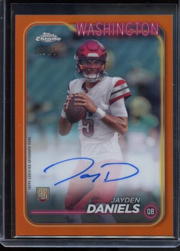 Jayden Daniels 2024 ra-jda Topps Chrome Auto, Orange, refractor, /25 RC